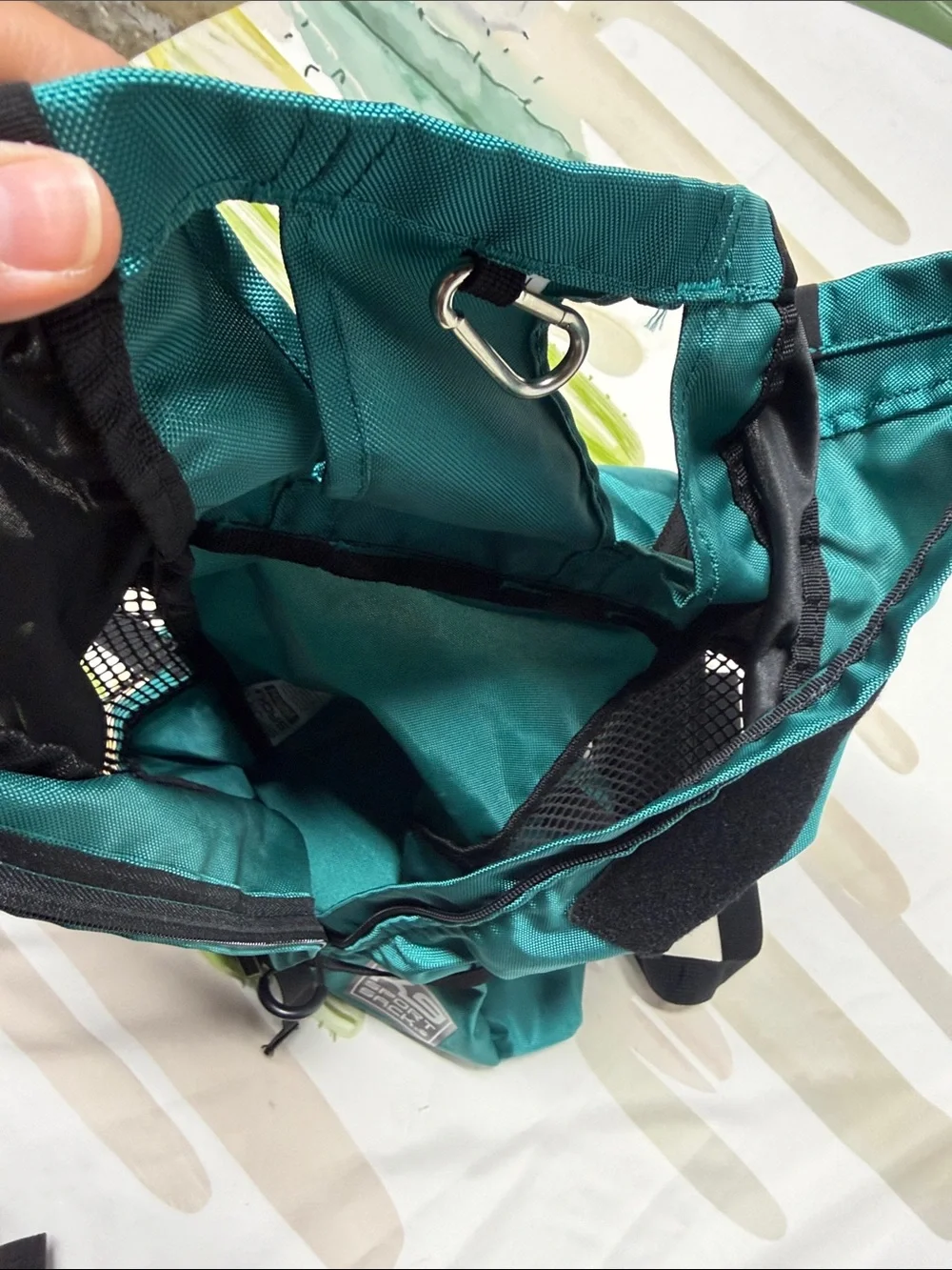 turquoise K9 Sport Sack Trainer backpack dog carrier mesh sides adjustable strap